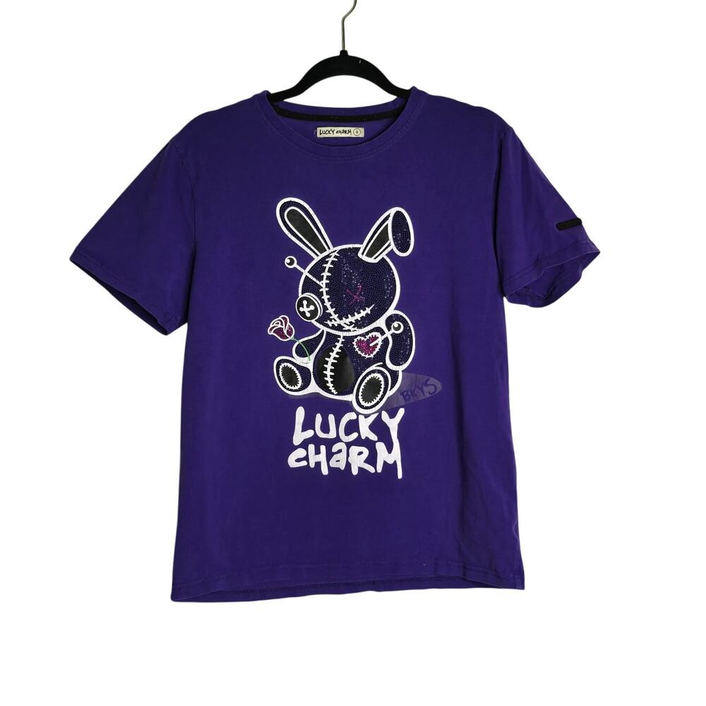 Lucky Charm by BKYS Purple Voodoo Bunny Graphic Tee - Size S